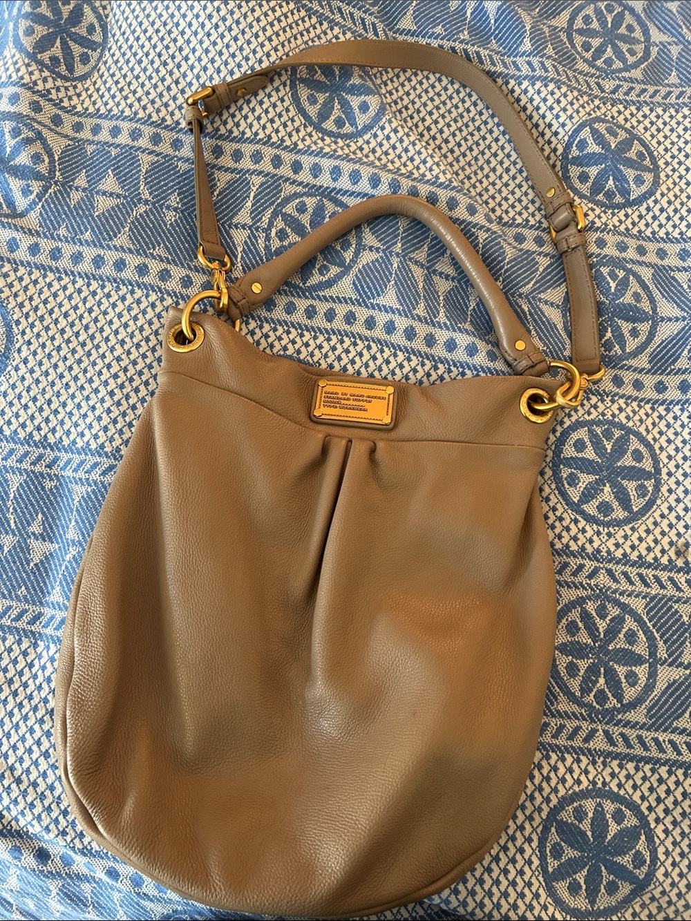 Marc by Marc Jacobs Taupe Leather Shoulder Bag with Gold Hardware